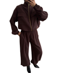 Adjustable Waist Cardigan and Harem Pants Set