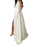 Ous Waist-Fitted Satin Dress with Slit