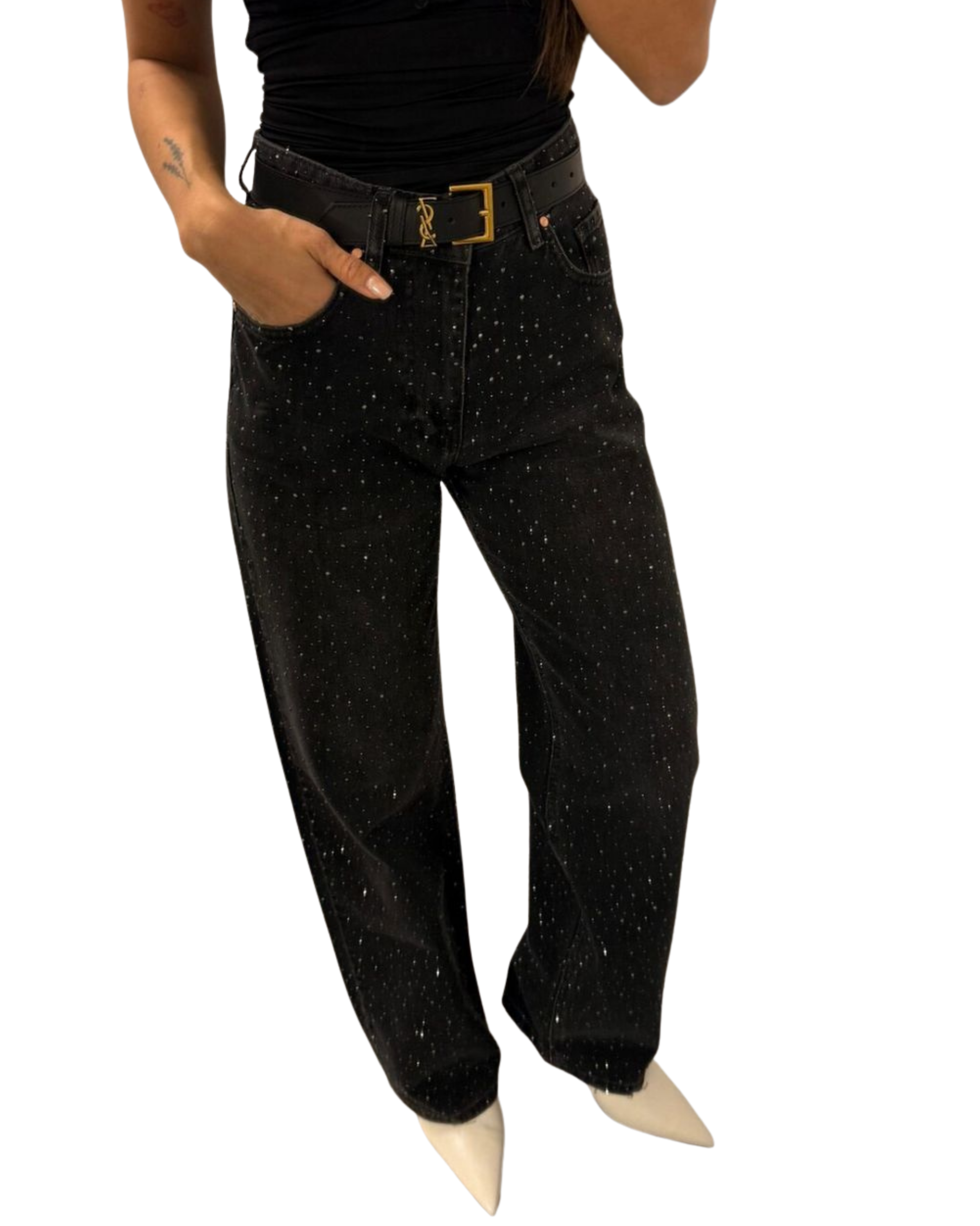 Shimmering Wide Leg Jeans