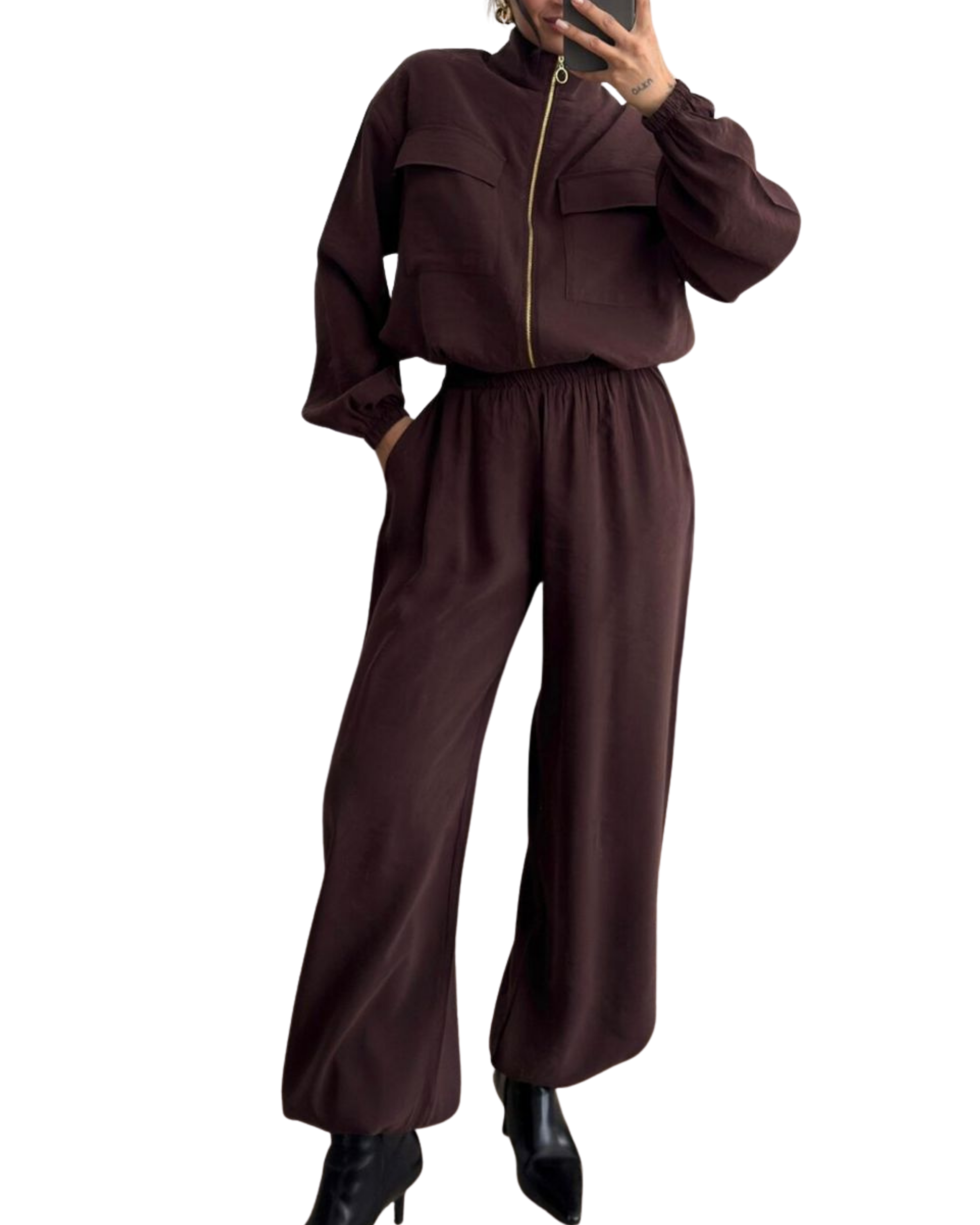 Adjustable Waist Cardigan and Harem Pants Set