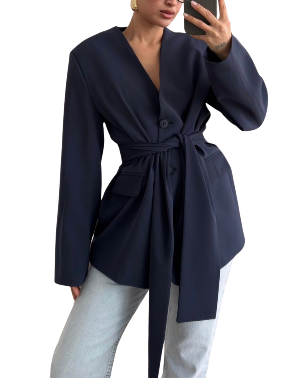 Belted V-Neck Jacket