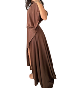 Ous Waist-Fitted Satin Dress with Slit
