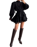 Shoulder Pads and Lace Details Dress