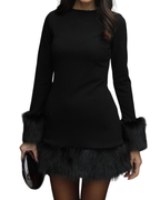 Φόρεμα με γούνα και τελείωμα