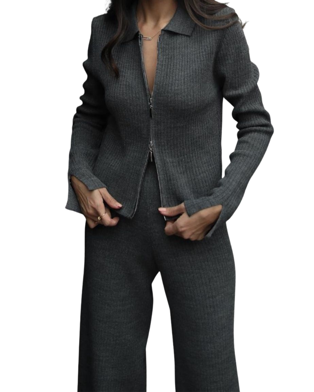 Πλεκτό Σετ με Φερμουάρ