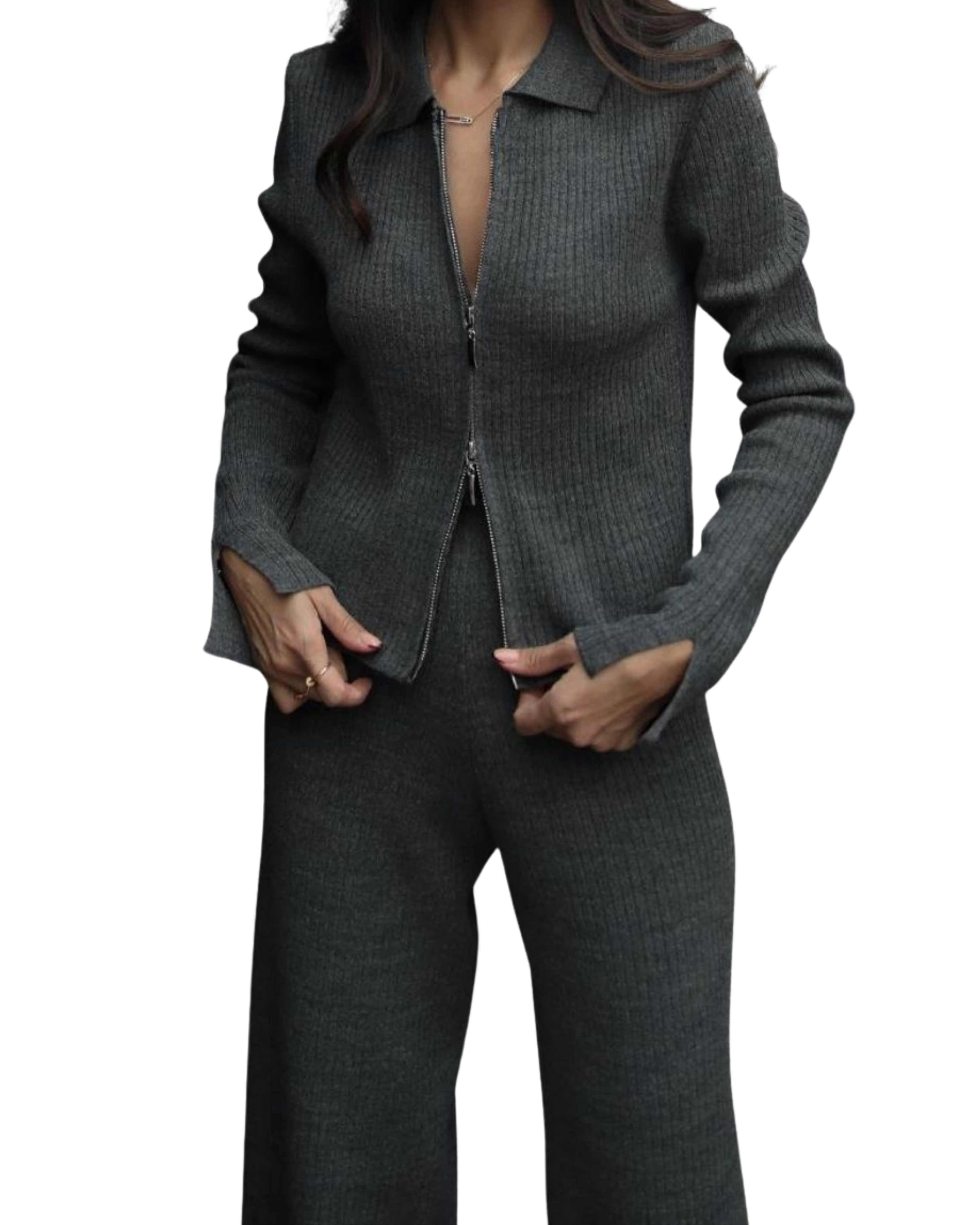 Πλεκτό Σετ με Φερμουάρ